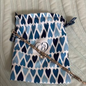 Brighton Sterling Silver Bracelet with Crystal Heart and Blue Heart Pouch